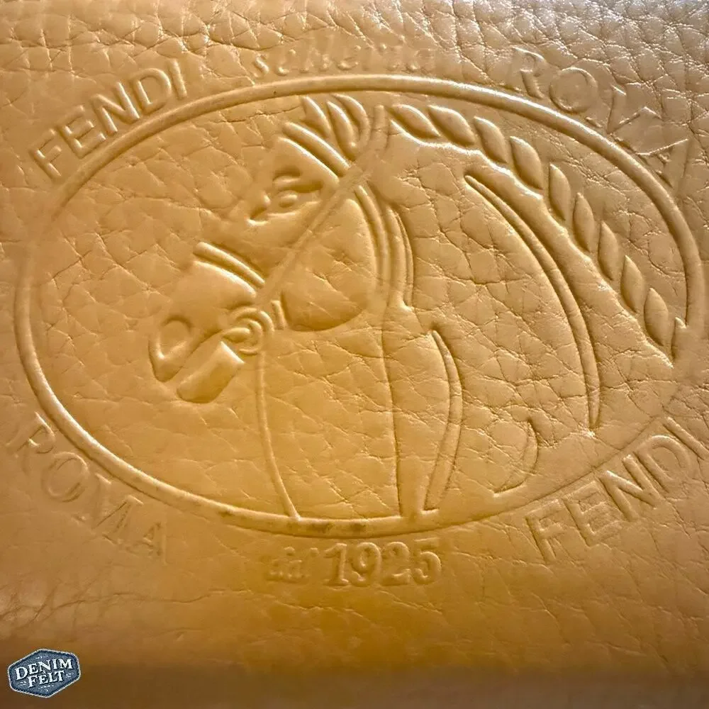 Fendi Selleria Roma Embossed Horse Logo Leather Tan ZipAround Long Wallet | RARE